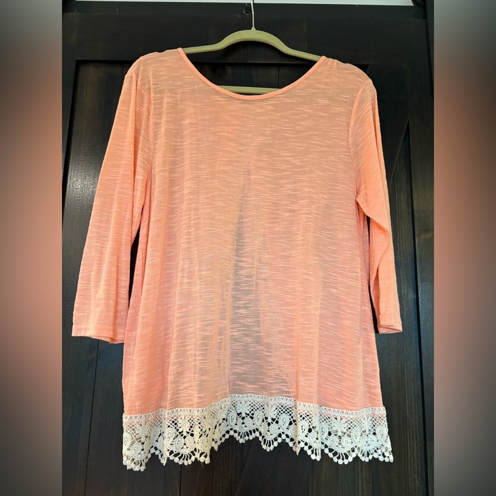 Kori Coral Lace Trim Blouse